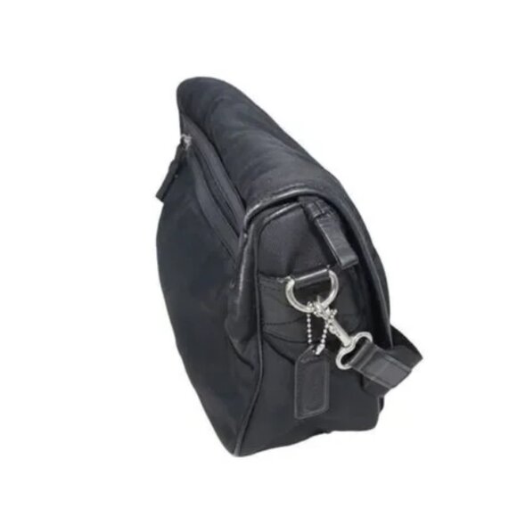 COACH KIJ-7435 Rare 1980's Black Twill and Leather Crossbody Bag - Picture 6 of 9